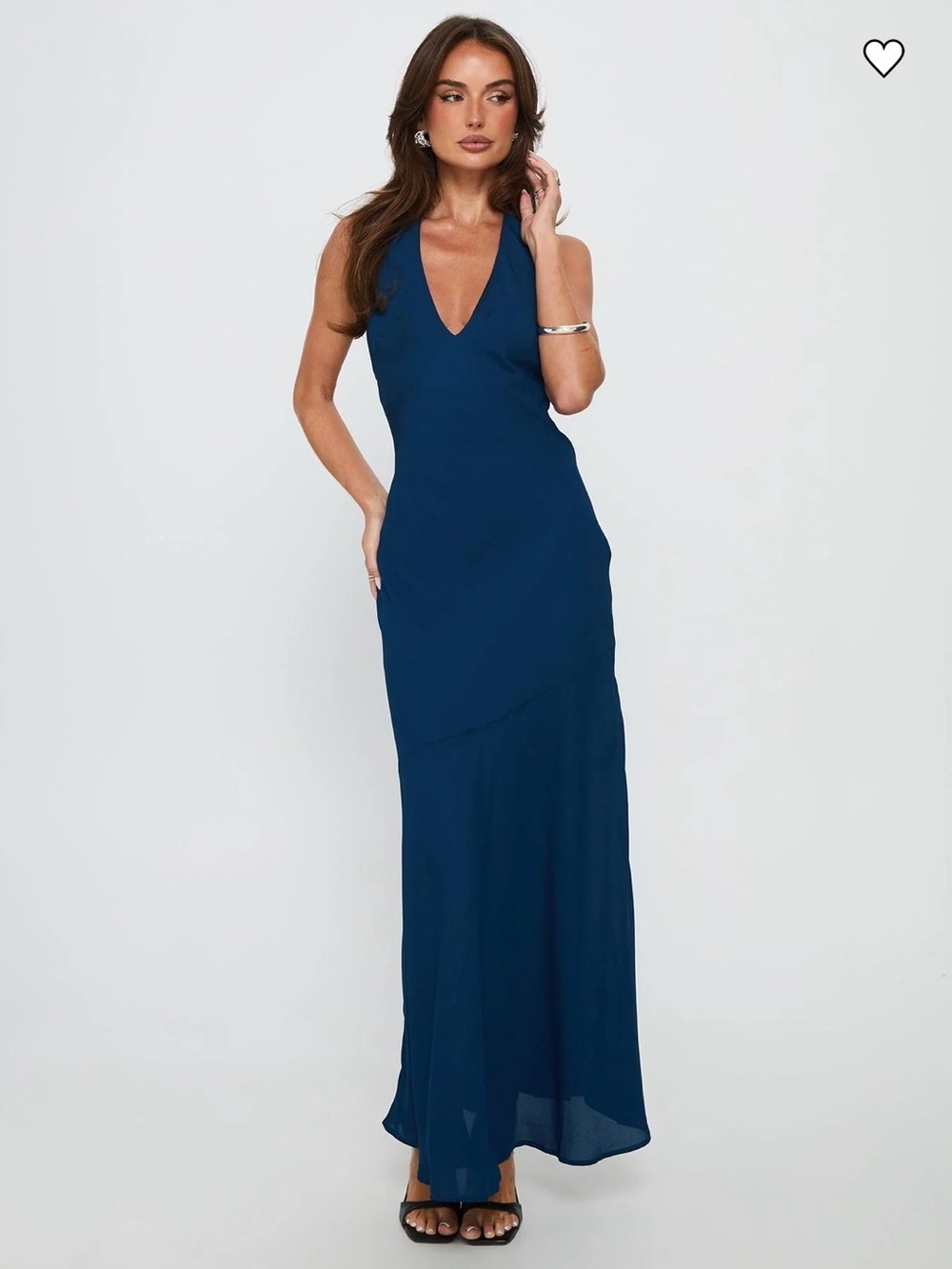 New Princess Polly Sz 4 Navy Blue Luannie Halter Scarf Tie Maxi Dress Ret $99!